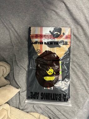 Bape Black Tee with Yellow Ape Head Graphic